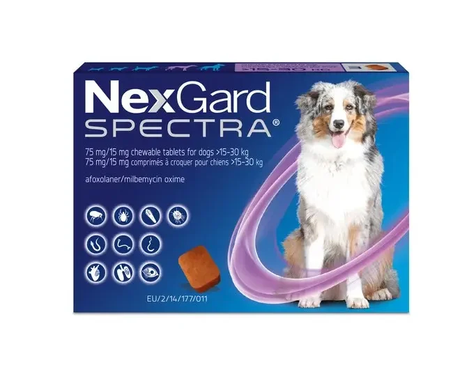 1 Comprimido Mastigável 15-30Kg 75mg/15mg – Nexgard Spectra