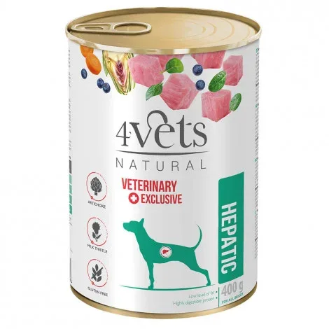 4Vets Hepatic – Alimento em patê para cão com insuficiência hepática – Quantidade: 400 g