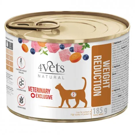4Vets Weight Reduction – Alimento em patê para gato para redução do peso – Quantidade: 185 g