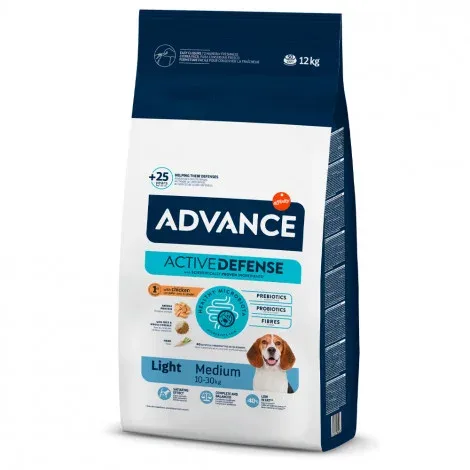 Advance Light Medium – Ração seca para cão adulto médio para controlo do peso – Frango e arroz – Quantidade: 12 kg