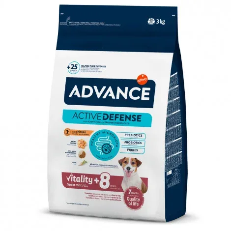 Advance Senior +8 Mini – Ração seca para cão pequeno com mais de 8 anos – Frango e arroz – Quantidade: 3 kg