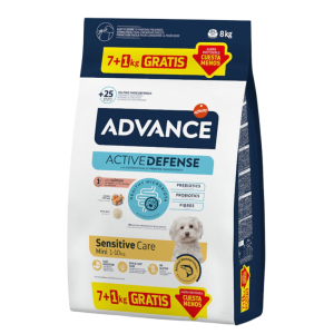 Advance Sensitive Mini ração seca para cão adulto pequeno com sensibilidades 7 + 1Kg