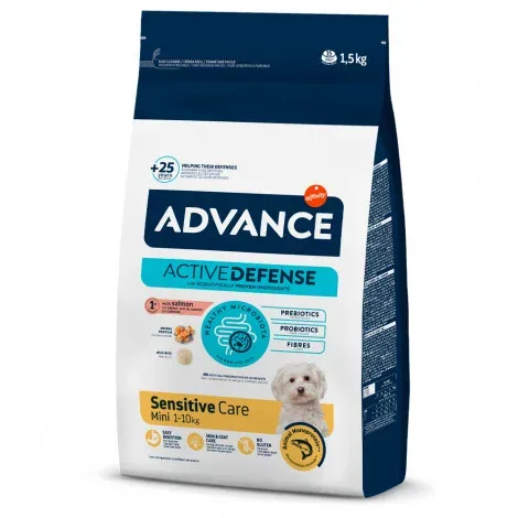 Advance Sensitive Mini – Ração seca para cão adulto pequeno com sensibilidades – Salmão e arroz – Quantidade: 3 kg