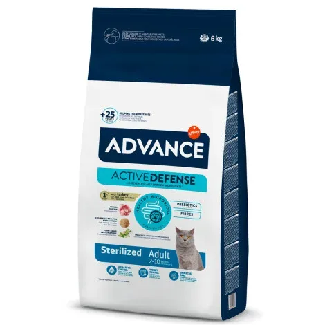 Advance Sterilized Adult – Ração seca para gato esterilizado – Peru e arroz – Quantidade: 6 kg