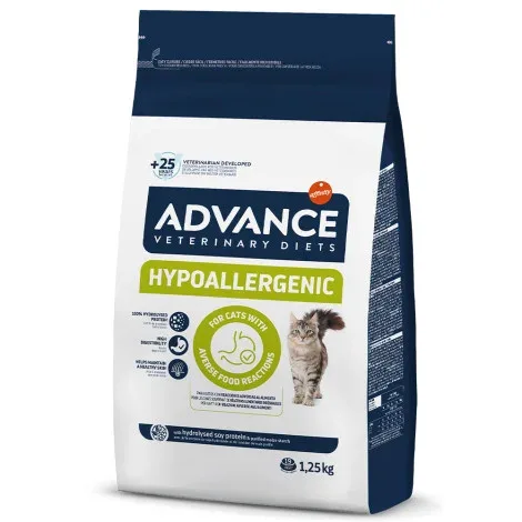 Advance VET Hypoallergenic – Ração seca para gato adulto com alergias – Quantidade: 1,25 kg