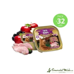 Alimento Molhado FARM NATURE Coelho com Maçã e Amoras 32 unidades para Gatos