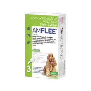 Amflee 134 mg Spot-on – Pipetas antiparasitárias para cães de 10-20 kg