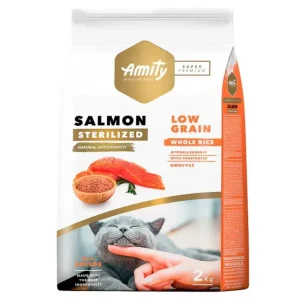 Amity Super Premium Low Grain Adult Cat Sterilized Salmão – Alimento seco para gatos esterilizados