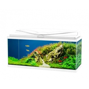 Aquário Aqua 80 LED com filtro e iluminação – Ciano – Cor do Produto: Branco