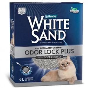 Areia aglomerante de carvão ativado para gato – White Sand – Quantidade: 6 L