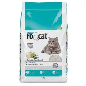 Areia aglomerante de sabão de marselha para gatos – RoCat – Quantidade: 10 L