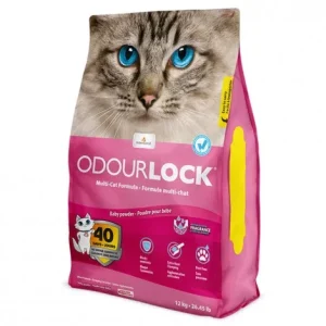Areia aglomerante de talco para gatos – Odourlock – Quantidade: 12 kg