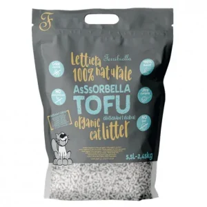 Areia aglomerante de Tofu com carvão e clorexidina para gatos – Ferribiella – Quantidade: 5,5 L