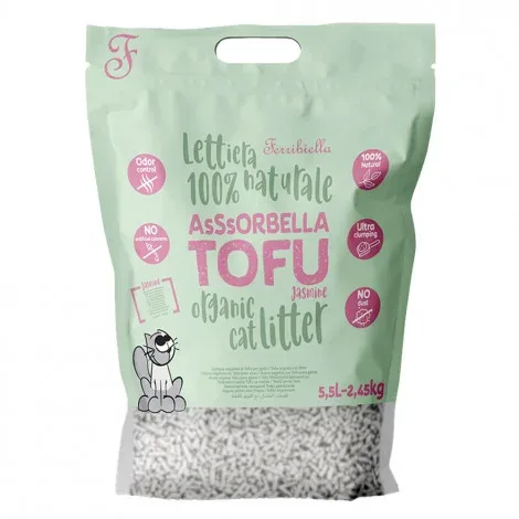 Areia aglomerante de Tofu com cheiro a Jasmim para gatos – Ferribiella – Quantidade: 5,5 L