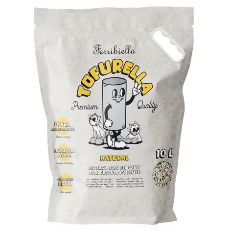 Areia aglomerante ecológica natural Tofurella para gatos – Ferribiella – Quantidade: 10 L