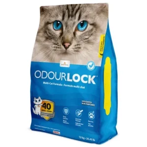 Areia aglomerante sem perfume para gatos – Odourlock – Quantidade: 12 kg