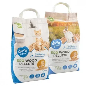 Areia ecológica de madeira em pellets para gatos e roedores – Duvo Plus – Quantidade: 20 L
