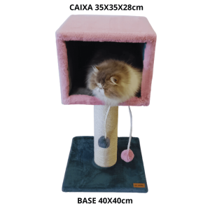 Arranhador Bacci Sisal 8mm Altura 76cm Feito a Mão Rosa/Cinza