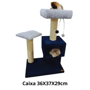 Arranhador Benny Sisal 8mm Feito a Mão Azul e Cinza