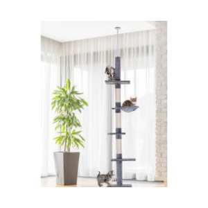 Arranhador para gatos do Chão ao tecto com 3 andares + cesto – Grey