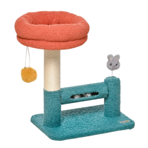 Arranhador para gatos pequenos com bola e brinquedo – Azul e Laranja