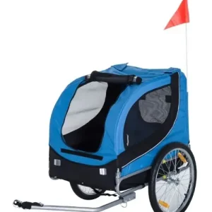 Atrelado de bicicleta para animais de estimação – Azul e preto – 130 x 90 x 110 cm