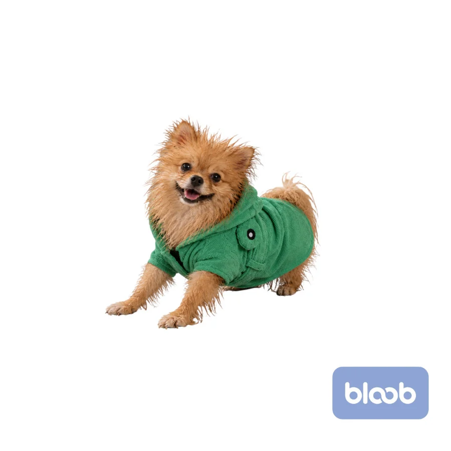 Bloob Rana Roupão de Banho verde para cães