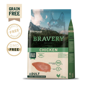 Bravery Chicken Adult Medium/Large 12Kg – Ração Premium para Cães Adultos de Raças Médias e Grandes