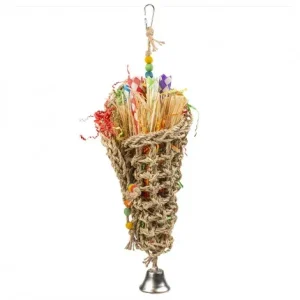 Brinquedo de ervas marinhas com sino para aves – Duvo Plus – Medidas: 44 x 14,5 x 11 cm