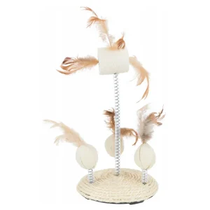 BRINQUEDO DE LUFA E PENAS COM BASE E MOLA