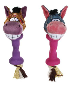Brinquedo para cães Eurosiam Brinquedo Horse & Donkey with Rubber Handle – 1 Unidade
