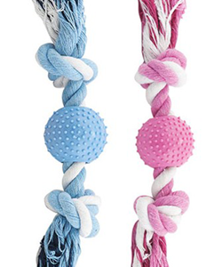 Brinquedo para cães Nayeco Bicolour Cotton Rope with Spike Ball – Cores Sortidas – 1 Unidade