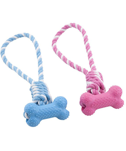 Brinquedo para cães Nayeco Regular Rope with PVC Bone Horizontal – Cores Sortidas – 1 Unidade