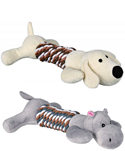 Brinquedo para cães Trixie Sortido de Animais com Corda e Pelúcia – 1 Unidade