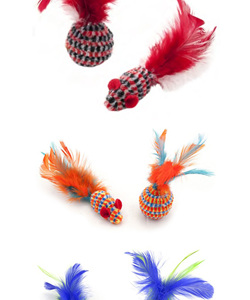 Brinquedo para gatos Nayeco Mouse and Ball with Feathers – 2 peças