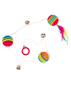 Brinquedo para gatos Trixie Rainbow Balls on an Elastic Band – 3 Unidades