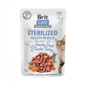Brit Care Pato e Peru para Gatos Esterilizados – Geleia