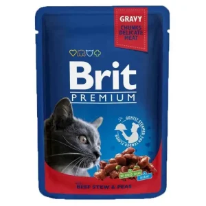 Brit Premium Carne e Ervilhas – Comida nutritiva para gatos adultos