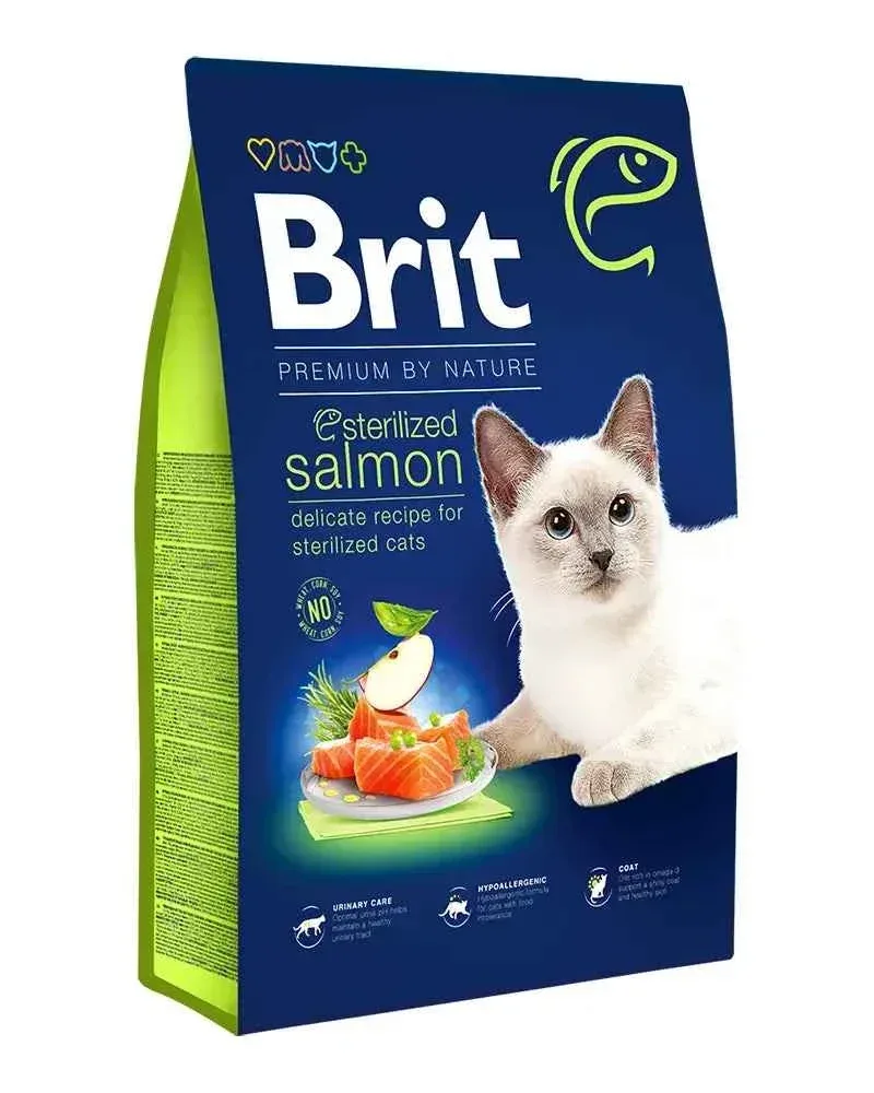 Brit Premium Salmão – Ração seca para gatos esterilizados adultos
