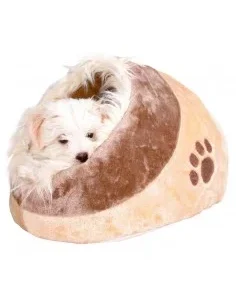 Cama para Cães/Gatos Igloo Minou em Pelúcia Bege e Castanho