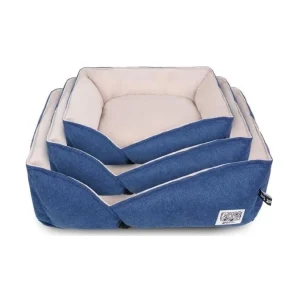 Cama Quadrada Antiderrapante Azul/Creme – BPS