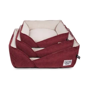 Cama Quadrada Antiderrapante Vermelha/Creme – BPS