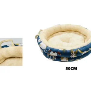 Cama Redonda 50Cm Azul/Creme – BPS