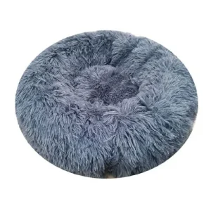 Cama Redonda C/Pelo 80Cm Azul Acinzentado – BPS