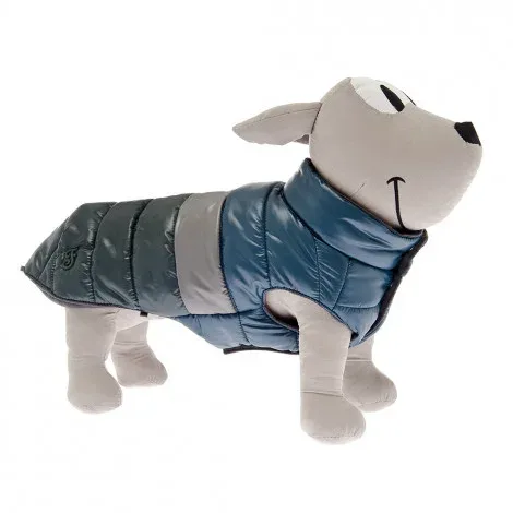 Casaco impermeável Bizarre verde/azul para cães – Ferribiella – Cor do Produto: Verde seco e azul | Medidas: 43 cm