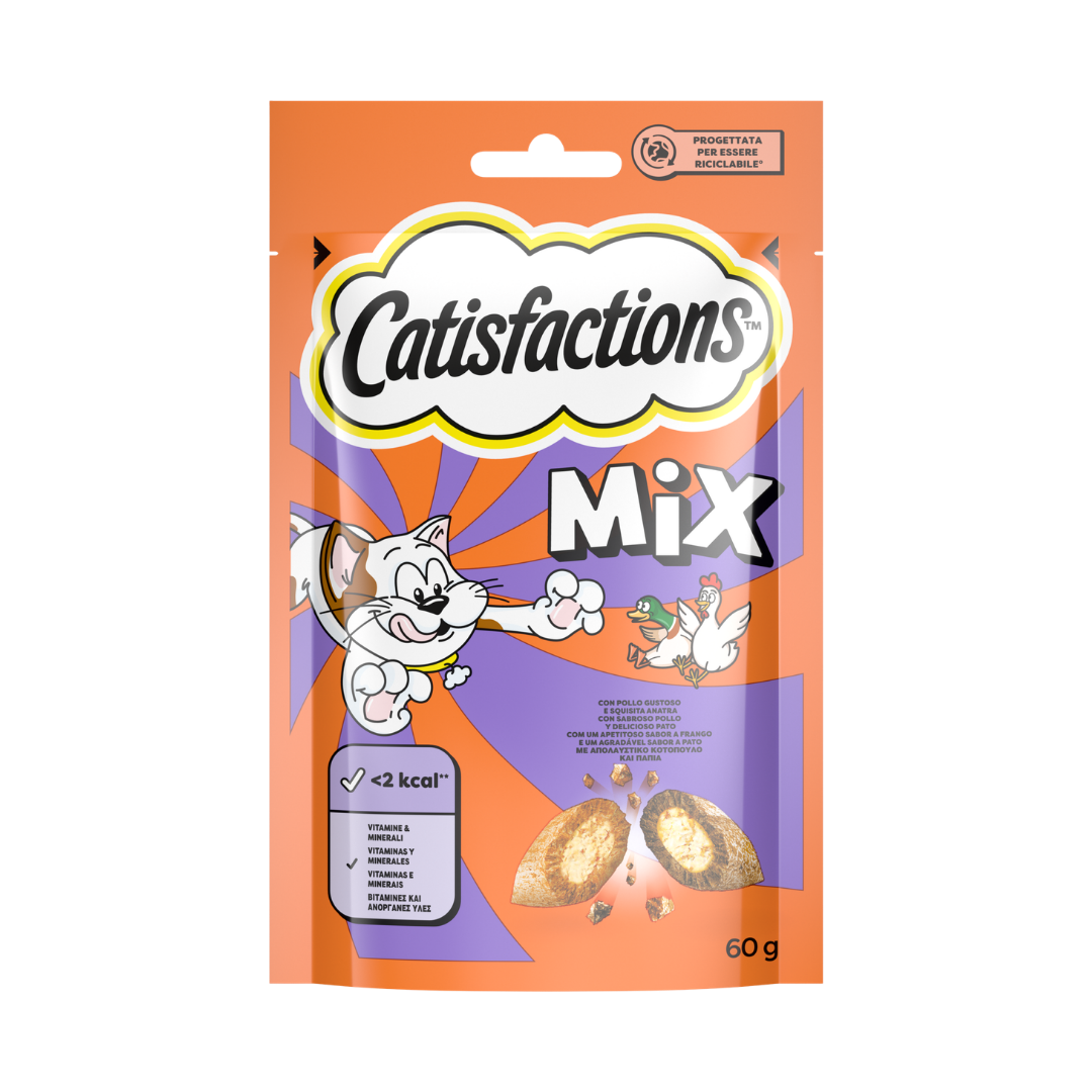 Catisfactions Mix Snacks para gatos – Frango/pato 60g