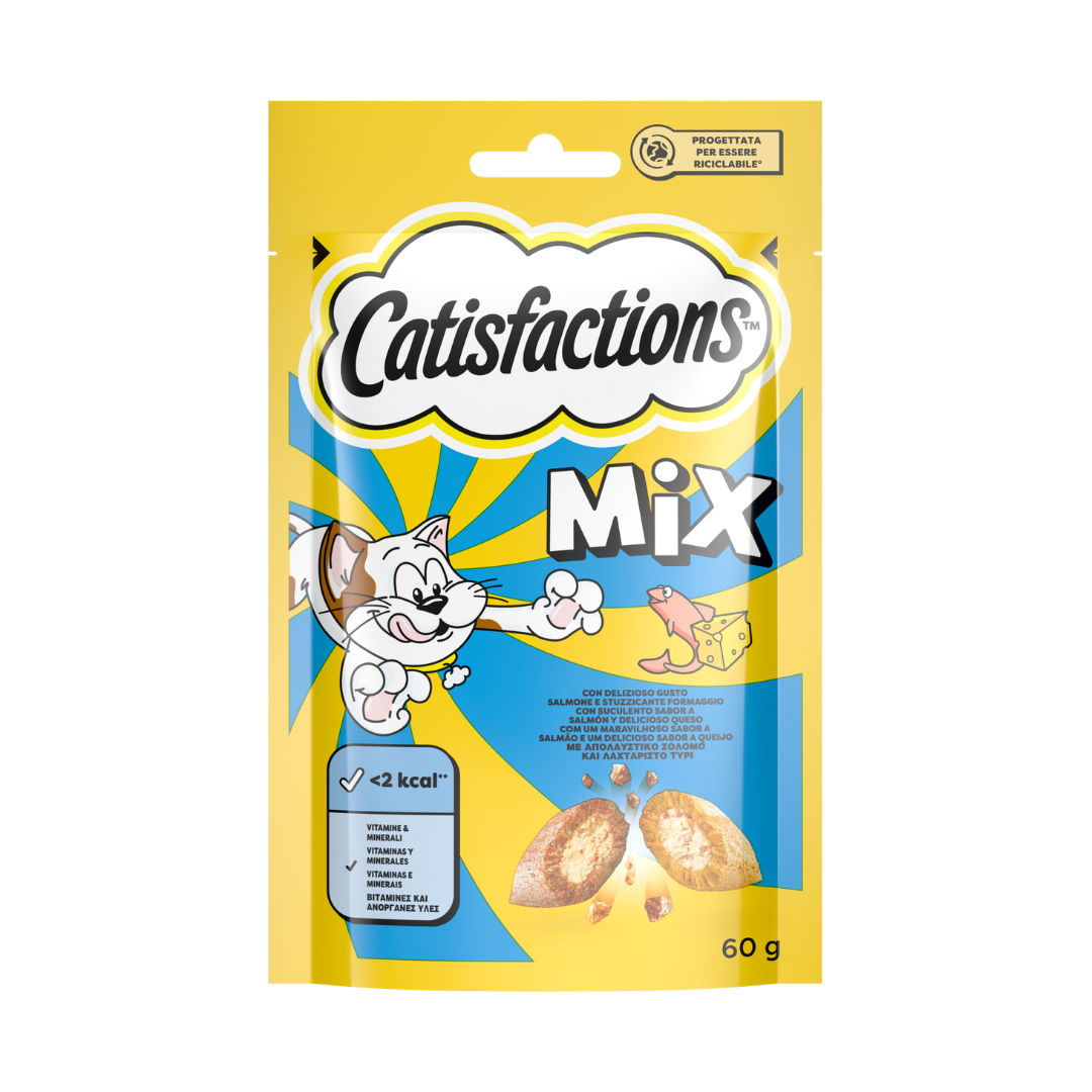 Catisfactions Snacks para gatos – Salmão e queijo 60g
