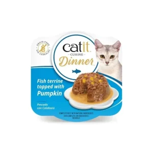 Catit Cuisine Dinner Peixe com Peixe Branco e Abóbora – Alimento húmido para gatos adultos 75g