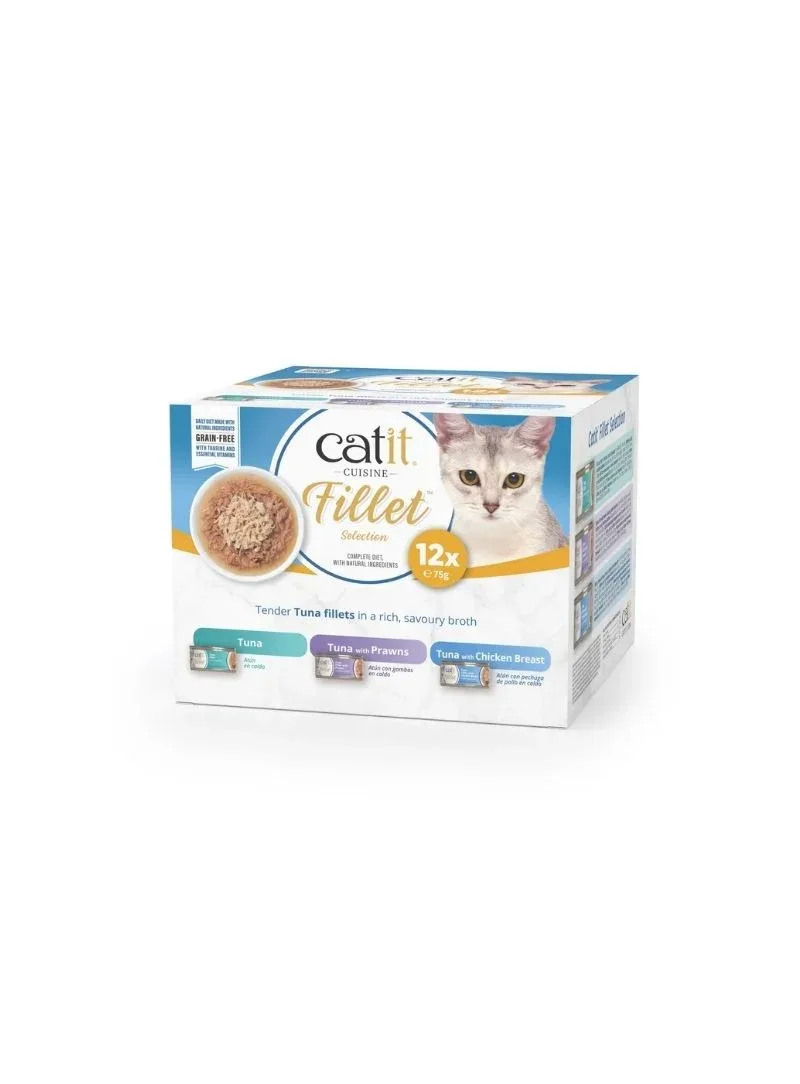 Catit Cuisine Fillet Atum Pack Variado – Alimento húmido para gatos 12 x 75g