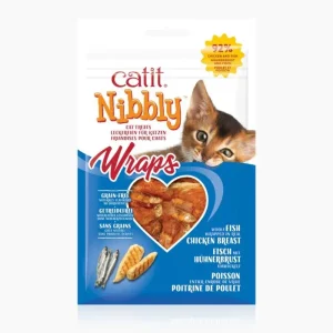 Catit Nibbly Wraps Frango e Peixe – Snack macio para gatos 30g